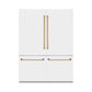 ZLINE 60 In. 32.2 cu. ft. Built-In Refrigerator with Internal Water and Ice Dispenser in White Matte with Gold Accents, RBIVZ-WM-60-G