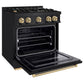 ZLINE Autograph 30" 4.2 cu. ft. Classic Gas Range with 4 Burners in Black Stainless Steel and Champagne Bronze Accents, CGRBZ-30-CB