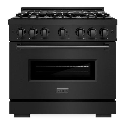 ZLINE 36" 5.2 cu. ft. Classic Dual Fuel Range with 6 Burners in Black Stainless Steel, CDRB-36