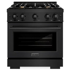 ZLINE 30" 4.2 cu. ft. Select Dual Fuel Range withs in Black Stainless Steel with 4 Brass Burners, HDRB-BR-30