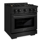 ZLINE 30" 4.2 cu. ft. Select Dual Fuel Range withs in Black Stainless Steel with 4 Brass Burners, HDRB-BR-30