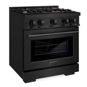 ZLINE 30" 4.2 cu. ft. Select Dual Fuel Range withs in Black Stainless Steel with 4 Brass Burners, HDRB-BR-30