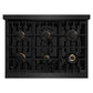 ZLINE Autograph 36" 5.2 cu. ft. Classic Gas Range with 6 Burners in Black Stainless Steel and Champagne Bronze Accents, CGRBZ-36-CB