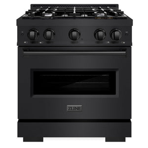ZLINE 30" 4.2 cu. ft. Classic Dual Fuel Range with 4 Burners in Black Stainless Steel, CDRB-30