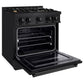 ZLINE 30" 4.2 cu. ft. Classic Dual Fuel Range in Black Stainless Steel with 4 Brass Burners, CDRB-BR-30
