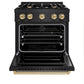 ZLINE Autograph 30" 4.2 cu. ft. Classic Dual Fuel Range with 4 Burners in Black Stainless Steel with Champagne Bronze Accents, CDRBZ-30-CB