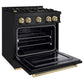 ZLINE Autograph 30" 4.2 cu. ft. Classic Dual Fuel Range with 4 Burners in Black Stainless Steel with Champagne Bronze Accents, CDRBZ-30-CB