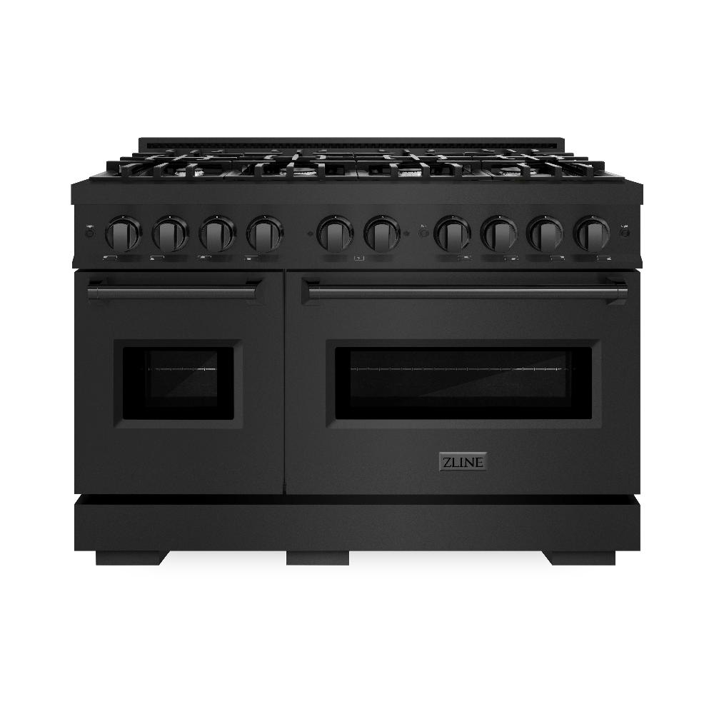 ZLINE 48" 6.7 cu. ft. Classic Double Oven Gas Range with 8 Burners in Black Stainless Steel, CGRB-48