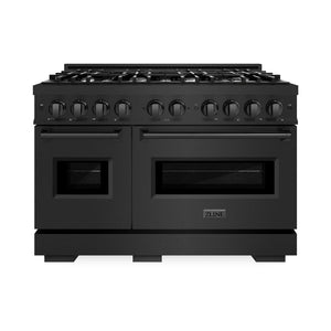 ZLINE 48" 6.7 cu. ft. Classic Double Oven Gas Range with 8 Burners in Black Stainless Steel, CGRB-48