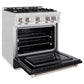 ZLINE 30" 4.2 cu. ft. Select Dual Fuel Range with 4 Burner Gas Cooktop and Electric Convection Oven in Satin Stainless Steel with Black Matte Door, HDRS-BLM-30