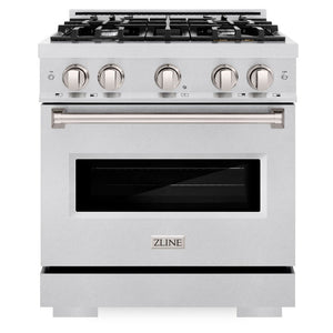 ZLINE 30" 4.2 cu. ft. Classic Dual Fuel Range with 4 Burner Gas Cooktop and Electric Convection Oven in Satin Stainless Steel, CDRS-30