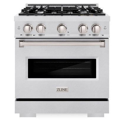 ZLINE 30" 4.2 cu. ft. Classic Dual Fuel Range with 4 Burner Gas Cooktop and Electric Convection Oven in Satin Stainless Steel, CDRS-30