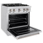 ZLINE 30" 4.2 cu. ft. Classic Dual Fuel Range with 4 Burner Gas Cooktop and Electric Convection Oven in Satin Stainless Steel, CDRS-30