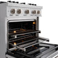 ZLINE 30" 4.2 cu. ft. Classic Dual Fuel Range with 4 Burner Gas Cooktop and Electric Convection Oven in Satin Stainless Steel, CDRS-30