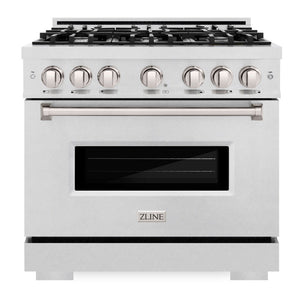 ZLINE 36" 5.2 cu. ft. Classic Dual Fuel Range with 6 Burner Gas Cooktop and Electric Convection Oven in Satin Stainless Steel, CDRS-36