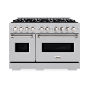 ZLINE 48" 6.7 cu. ft. Classic Double Oven Dual Fuel Range with 8 Burner Gas Cooktop in Satin Stainless Steel, CDRS-48