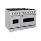 ZLINE 48" 6.7 cu. ft. Classic Double Oven Dual Fuel Range with 8 Burner Gas Cooktop in Satin Stainless Steel, CDRS-48