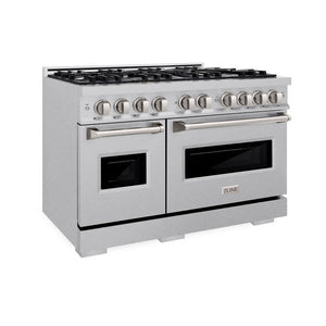 ZLINE 48" 6.7 cu. ft. Classic Double Oven Dual Fuel Range with 8 Burner Gas Cooktop in Satin Stainless Steel, CDRS-48