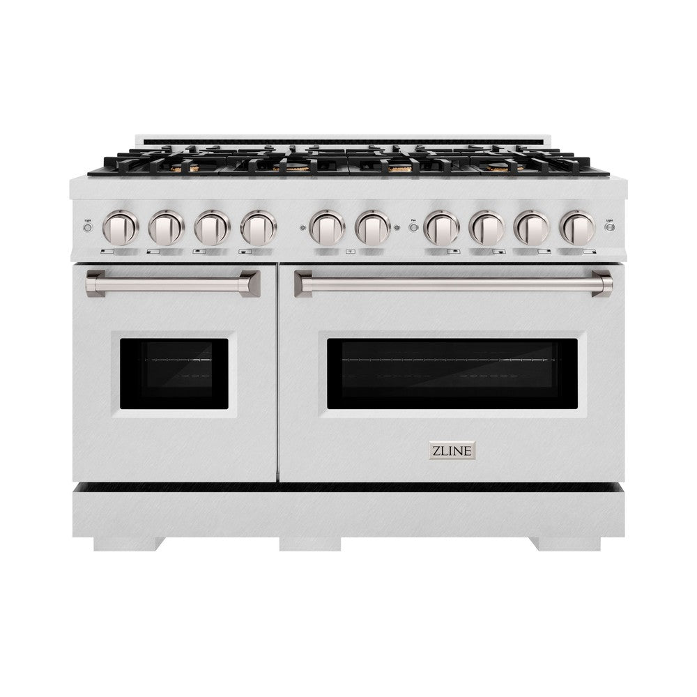 ZLINE 48" 6.7 cu. ft. Classic Double Oven Dual Fuel Range in Satin Stainless Steel with 8 Brass Burners, CDRS-BR-48
