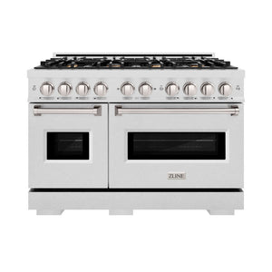 ZLINE 48" 6.7 cu. ft. Classic Double Oven Dual Fuel Range in Satin Stainless Steel with 8 Brass Burners, CDRS-BR-48
