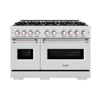 ZLINE 48" 6.7 cu. ft. Classic Double Oven Dual Fuel Range in Satin Stainless Steel with 8 Brass Burners, CDRS-BR-48