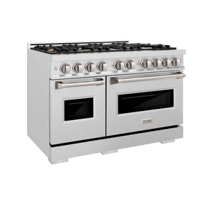 ZLINE 48" 6.7 cu. ft. Classic Double Oven Dual Fuel Range in Satin Stainless Steel with 8 Brass Burners, CDRS-BR-48