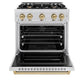 ZLINE Autograph 30" 4.2 cu. ft. Classic Dual Fuel Range with 4 Burner Gas Cooktop and Electric Convection Oven in Satin Stainless Steel with Champagne Bronze Accents, CDRSZ-30-CB