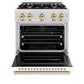 ZLINE Autograph 30" 4.2 cu. ft. Classic Dual Fuel Range with 4 Burner Gas Cooktop and Electric Convection Oven in Satin Stainless Steel with White Matte Door and Polished Gold Accents, CDRSZ-WM-30-G