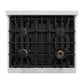ZLINE Autograph 30" 4.2 cu. ft. Classic Dual Fuel Range with 4 Burner Gas Cooktop and Electric Convection Oven in Satin Stainless Steel with White Matte Door and Polished Gold Accents, CDRSZ-WM-30-G