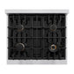 ZLINE Autograph 30" 4.2 cu. ft. Classic Dual Fuel Range with 4 Burner Gas Cooktop and Electric Convection Oven in Satin Stainless Steel with Matte Black Accents, CDRSZ-30-MB