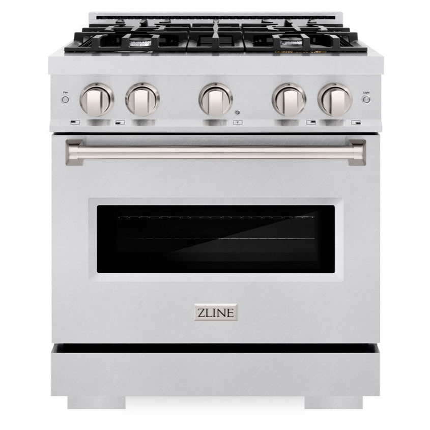 ZLINE 30" 4.2 cu. ft. Classic Gas Range with 4 Burner Cooktop and Convection Gas Oven in Satin Stainless Steel, CGRS-30