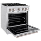 ZLINE 30" 4.2 cu. ft. Classic Gas Range with 4 Burner Cooktop and Convection Gas Oven in Satin Stainless Steel, CGRS-30