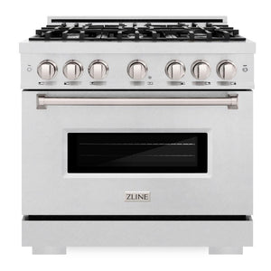 ZLINE 36" 5.2 cu. ft. Classic Gas Range with 6 Burner Cooktop and Convection Gas Oven in Satin Stainless Steel, CGRS-36
