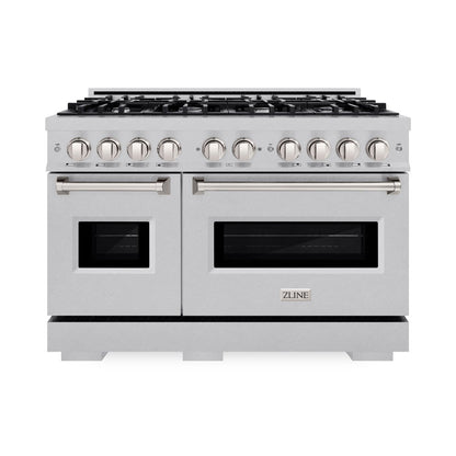 ZLINE 48" 6.7 cu. ft. Classic Double Oven Gas Range with 8 Burner Cooktop in Satin Stainless Steel, CGRS-48