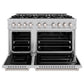 ZLINE 48" 6.7 cu. ft. Classic Double Oven Gas Range with 8 Burner Cooktop in Satin Stainless Steel, CGRS-48