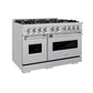 ZLINE 48" 6.7 cu. ft. Classic Double Oven Gas Range with 8 Burner Cooktop in Satin Stainless Steel, CGRS-48