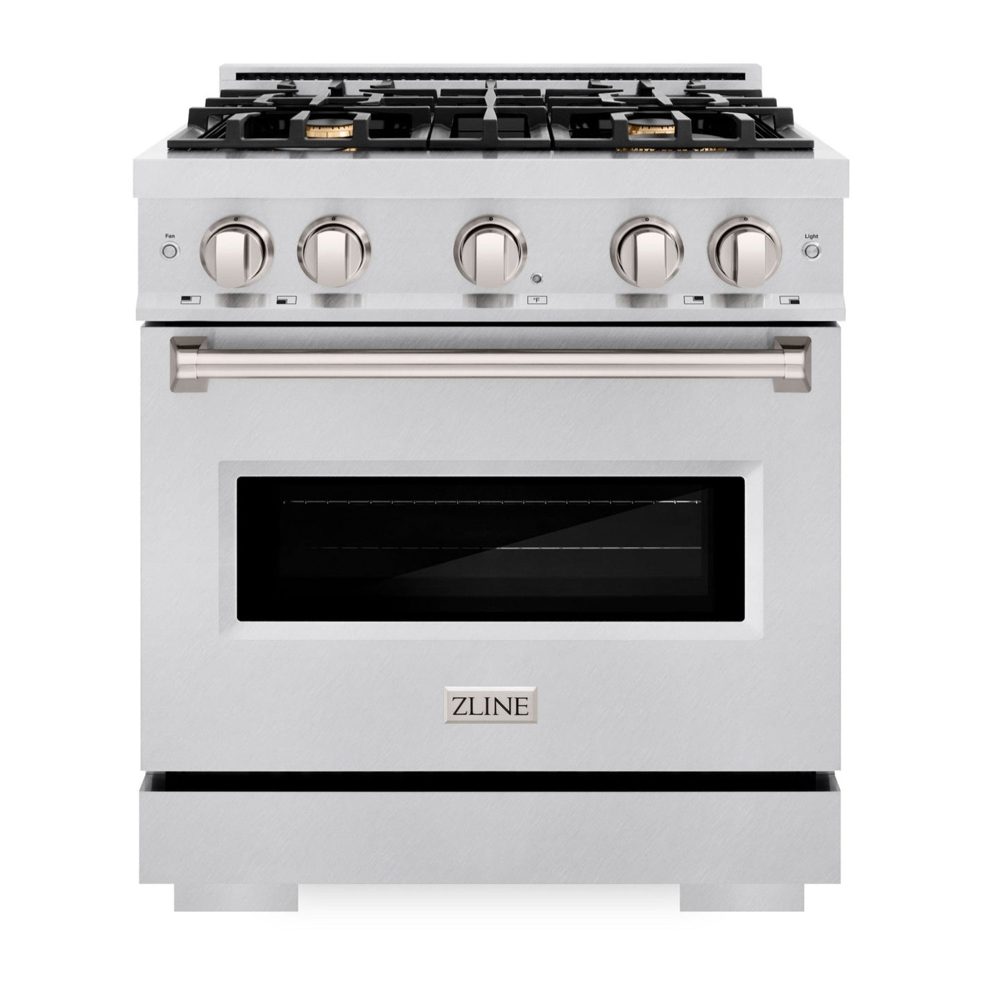 ZLINE 30" 4.2 cu. ft. Classic Gas Range with Convection Gas Oven in Satin Stainless Steel with 4 Brass Burners, CGRS-BR-30