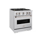 ZLINE 30" 4.2 cu. ft. Classic Gas Range with Convection Gas Oven in Satin Stainless Steel with 4 Brass Burners, CGRS-BR-30