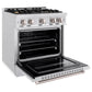 ZLINE 30" 4.2 cu. ft. Classic Gas Range with Convection Gas Oven in Satin Stainless Steel with 4 Brass Burners, CGRS-BR-30