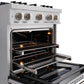 ZLINE 30" 4.2 cu. ft. Classic Gas Range with Convection Gas Oven in Satin Stainless Steel with 4 Brass Burners, CGRS-BR-30