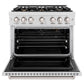 ZLINE 36" 5.2 cu. ft. Classic Gas Range with Convection Gas Oven in Satin Stainless Steel with 6 Brass Burners, CGRS-BR-36