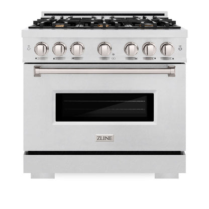 ZLINE 36" 5.2 cu. ft. Classic Gas Range with Convection Gas Oven in Satin Stainless Steel with 6 Brass Burners, CGRS-BR-36