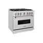 ZLINE 36" 5.2 cu. ft. Classic Gas Range with Convection Gas Oven in Satin Stainless Steel with 6 Brass Burners, CGRS-BR-36