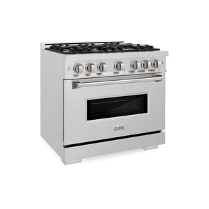 ZLINE 36" 5.2 cu. ft. Classic Gas Range with Convection Gas Oven in Satin Stainless Steel with 6 Brass Burners, CGRS-BR-36
