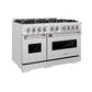 ZLINE 48" 6.7 cu. ft. Classic Double Oven Gas Range in Satin Stainless Steel with 8 Brass Burners, CGRS-BR-48