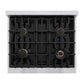 ZLINE Autograph 30" 4.2 cu. ft. Classic Gas Range with 4 Burner Cooktop and Convection Gas Oven in Satin Stainless Steel and Champagne Bronze Accents, CGRSZ-30-CB