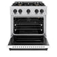 ZLINE Autograph 30" 4.2 cu. ft. Classic Gas Range with 4 Burner Cooktop and Convection Gas Oven in Satin Stainless Steel with White Matte Door and Matte Black Accents, CGRSZ-WM-30-MB