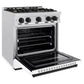 ZLINE Autograph 30" 4.2 cu. ft. Classic Gas Range with 4 Burner Cooktop and Convection Gas Oven in Satin Stainless Steel with White Matte Door and Matte Black Accents, CGRSZ-WM-30-MB