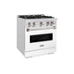 ZLINE 30" 4.2 cu. ft. Classic Dual Fuel Range with 4 Burner Gas Cooktop and Electric Convection Oven in Satin Stainless Steel with White Matte Door, CDRS-WM-30