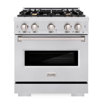 ZLINE 30" 4.2 cu. ft. Classic Dual Fuel Range in Stainless Steel with 4 Brass Burners, CDR-BR-30